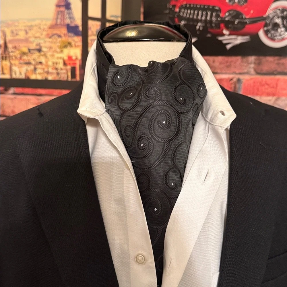 Elegant Black Paisley Ascot Cravat